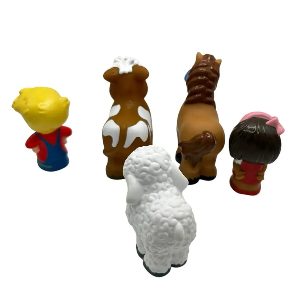 Mattel Fisher Price Little People 5 Piece Farmer Girl Horse Cow Sheep Animals